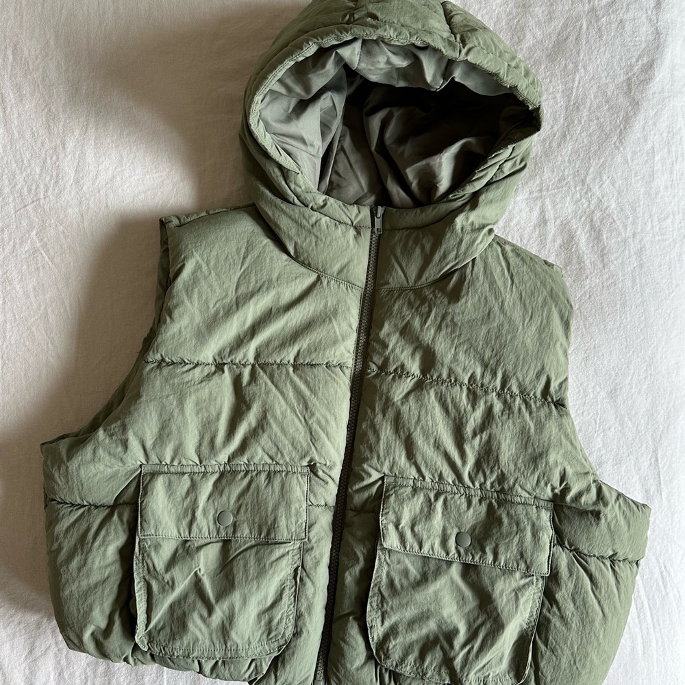 Green Utility Puffer Vest